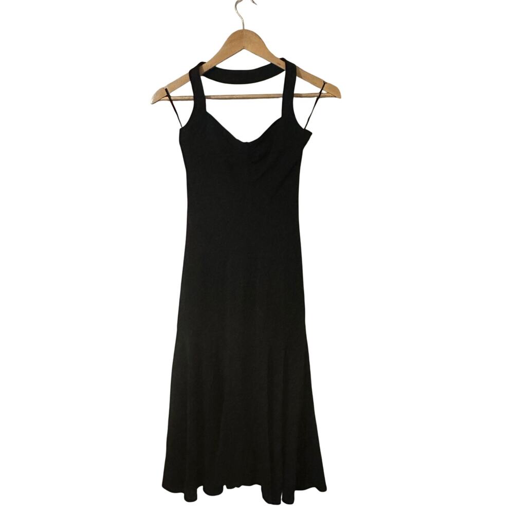 Michael Kors Collection Black Fitted Midi Halter Dress Size 0